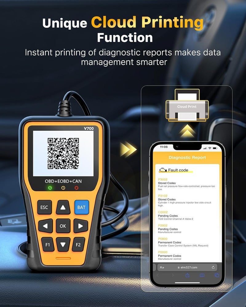 Xiauodo OBD2 Scanner Car Code Reader Support Voltage Test Plug and Play Fixd Car CAN Diagnostic Scan Tool Read and Clear Engine Error Codes for All OBDII Protocol Vehicles Since 1996（Yellow） - Image 5